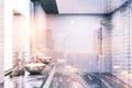 Gray and concrete bathroom interior, shower toned Royalty Free Stock Photo