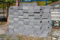 Gray Concrete Cinder block used for wall construction. Royalty Free Stock Photo