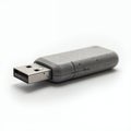 Gray Concrete USB Drive on White Background Data Storage High Angle Product Photography Royalty Free Stock Photo