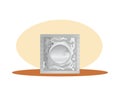 Gray condom contraceptive product isolated icon