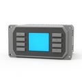 Gray Control Panel Device with a Bright Blue LCD Screen and Buttons electronic technology Royalty Free Stock Photo