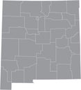 Gray counties map of New Mexico, USA