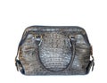Gray crocodile leatherette handbag for woman on white