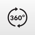 Gray 360 degrees icon isolated. Modern flat pictog