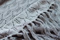 Gray detail of woven handicraft knit shawl