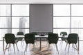 Gray dining room interior with green chairs Royalty Free Stock Photo