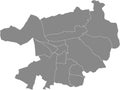 Gray districts map of HEIDELBERG, GERMANY