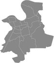 Gray districts map of OFFENBACH AM MAIN, GERMANY