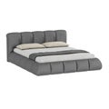 Gray double bed with pillows and bedspread on an isolated background. 3d rendering