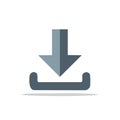 Gray download arrow icon for web and application user interface design Royalty Free Stock Photo