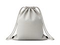 Gray drawstring bag isolated on white background Royalty Free Stock Photo