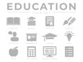 Gray Education School Icon Set Royalty Free Stock Photo