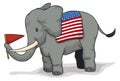 Patriotic elephant with U.S.A. flag like saddle and pennant, Vector illustration Royalty Free Stock Photo