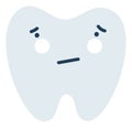 Gray embarrased tooth Emoji Icon. Cute tooth character. Object Medicine Symbol flat Vector Art. Cartoon element for Royalty Free Stock Photo