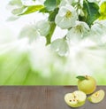 Gray Empty Wooden Table, Organic Apple Fruit Royalty Free Stock Photo