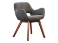 Gray fabric chair with wooden legs. 3d render