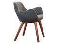 Gray fabric chair with wooden legs. 3d render