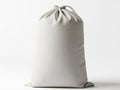 Gray fabric drawstring bag isolated on white background Royalty Free Stock Photo