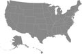 Gray federal map of the United States of America
