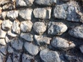 Gray fieldstone wall background pattern of stone Royalty Free Stock Photo