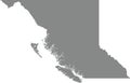 Gray map of BRITISH COLUMBIA, CANADA