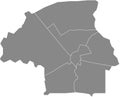 Gray districts map of EINDHOVEN, NETHERLANDS