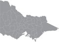 Gray map of local government areas of VICTORIA, AUSTRALIA Royalty Free Stock Photo