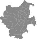 Gray districts map of MÃâNCHENGLADBACH, GERMANY Royalty Free Stock Photo
