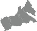 Gray map of raions of the CHERKASY OBLAST, UKRAINE