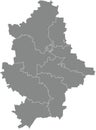 Gray map of raions of the DONETSK OBLAST, UKRAINE