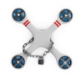 A Gray flat drone quadrocopter locked for use, 3d Illustration isolated white