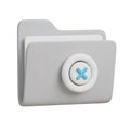 Gray Folder Icon with Blue Cross Symbol on White Background file document Royalty Free Stock Photo