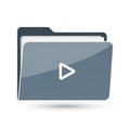 Gray folder icon featuring a play button symbol, suggesting multimedia content Royalty Free Stock Photo