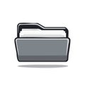Gray folder icon with visible documents inside for organizing digital files in a computer operating system Royalty Free Stock Photo