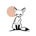 Gray Fox. Gray Fox simple black and white line art vector logo Royalty Free Stock Photo
