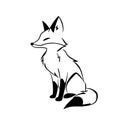 Gray Fox. Gray Fox simple black and white line art vector logo Royalty Free Stock Photo