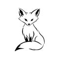 Gray Fox. Gray Fox simple black and white line art vector logo Royalty Free Stock Photo