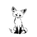 Gray Fox. Gray Fox simple black and white line art vector logo Royalty Free Stock Photo
