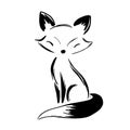 Gray Fox. Gray Fox simple black and white line art vector logo Royalty Free Stock Photo
