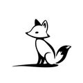 Gray Fox. Gray Fox simple black and white line art vector logo Royalty Free Stock Photo