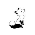Gray Fox. Gray Fox simple black and white line art vector logo Royalty Free Stock Photo