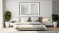 Gray Framed Modern Art Poster For Minimalist Bedroom