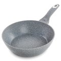 Gray frying pan with a nonstick coating isolated on white