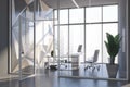 Gray geometric pattern boss office interior