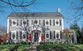 Gray Georgian Colonial House with Christmas Decor