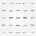 Gray glasses icons set - vector sunglasses design elements Royalty Free Stock Photo