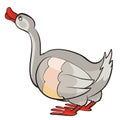 Gray goose, cartoon illustration, isolated object on a white background, vector illustration Royalty Free Stock Photo