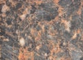 Gray granite with orange and white veins, close-up of a flat surface of natural stone Royalty Free Stock Photo