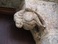 Gray granite sculpture of a quadruped, Iglesia de San MartiÃÂ±o de Moldes, La CoruÃÂ±a, Spain, Europe