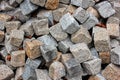 Gray gravel close up photo for background. Sharp stones in pile for construction. Road or building construction supply Royalty Free Stock Photo